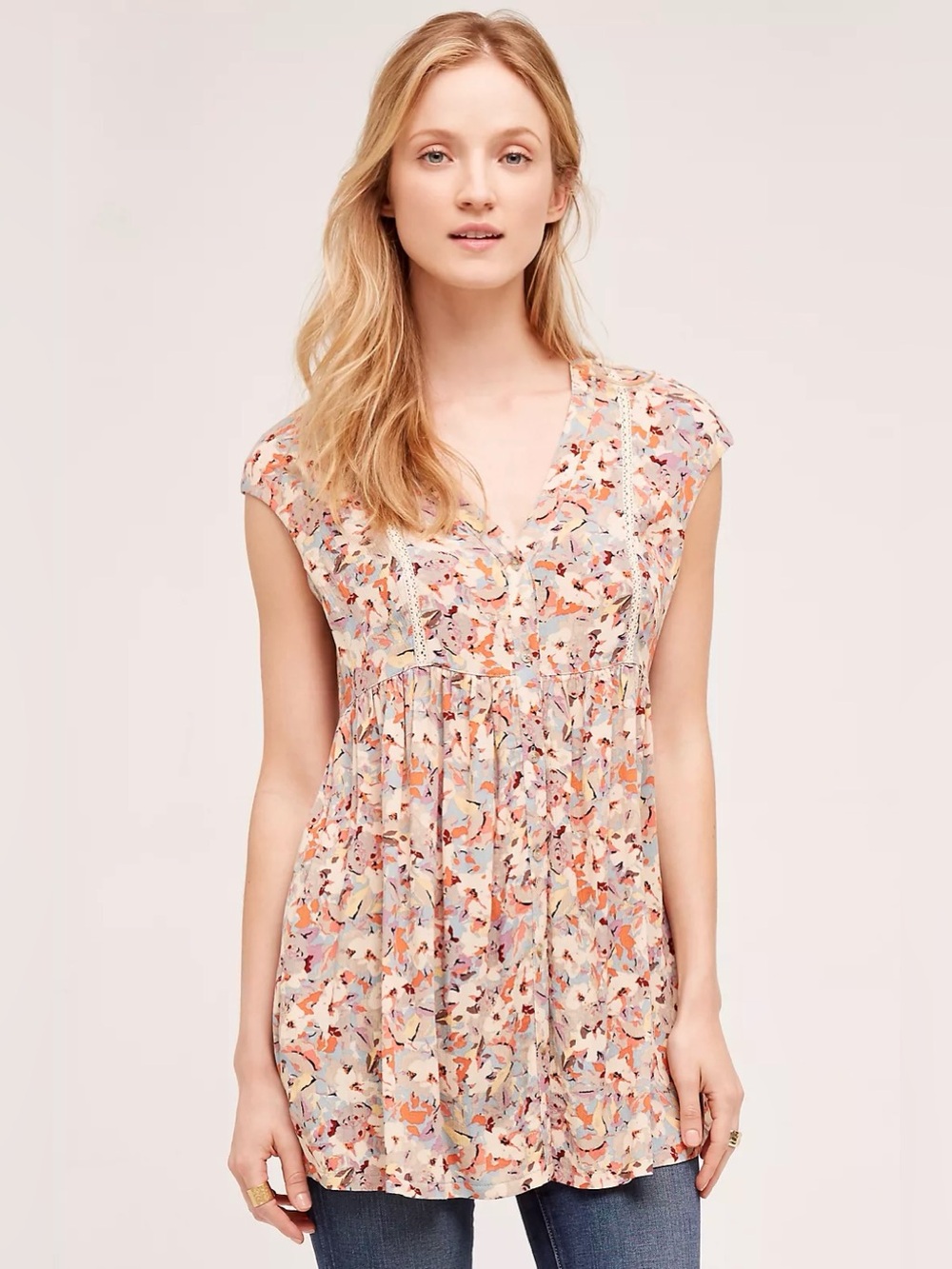 Anthropologie Vanessa Virginia ladder Lace Tunic